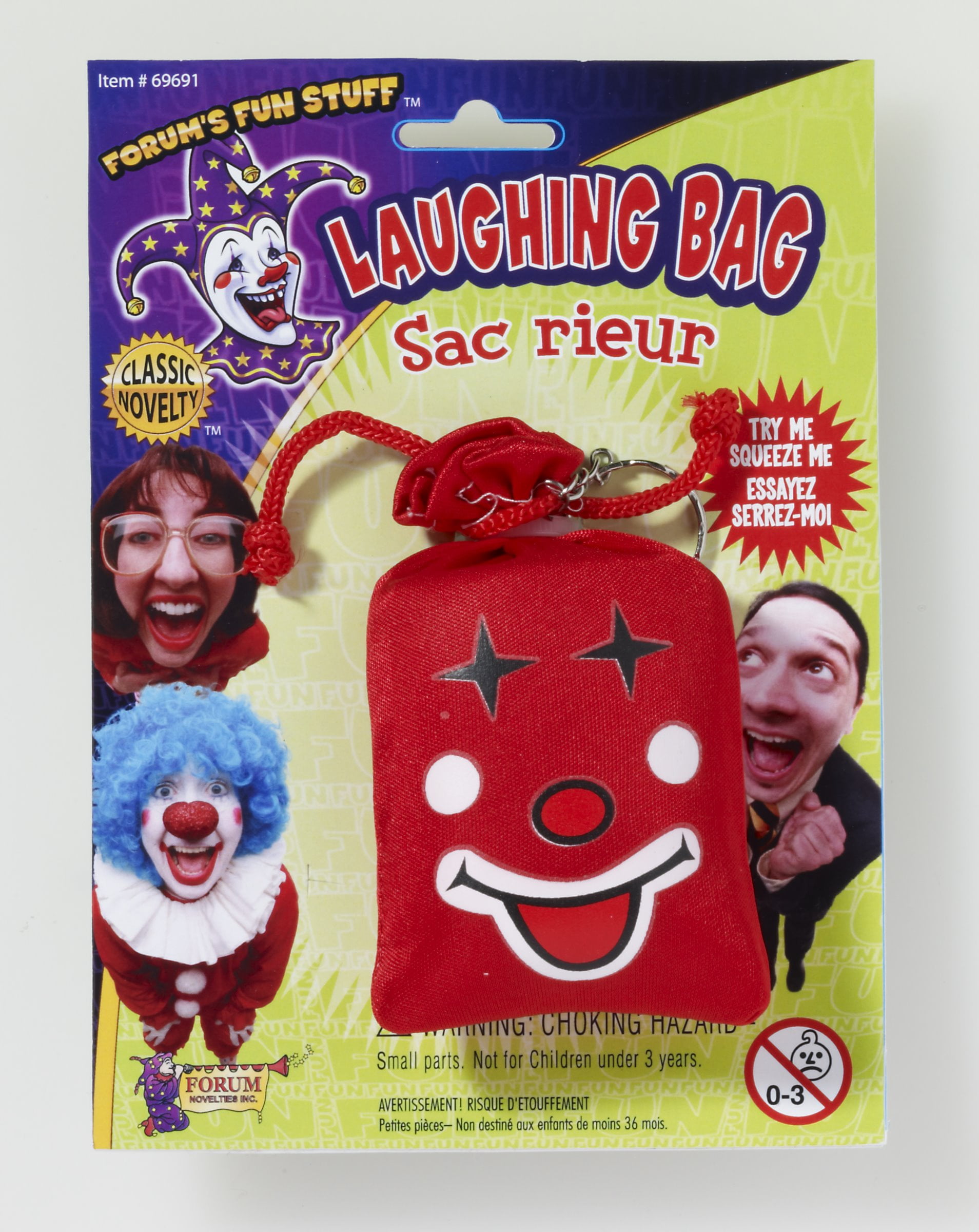 Fun Stuff Mini Laughing Bag Classic Novelty Asstd Colors Clown Trick