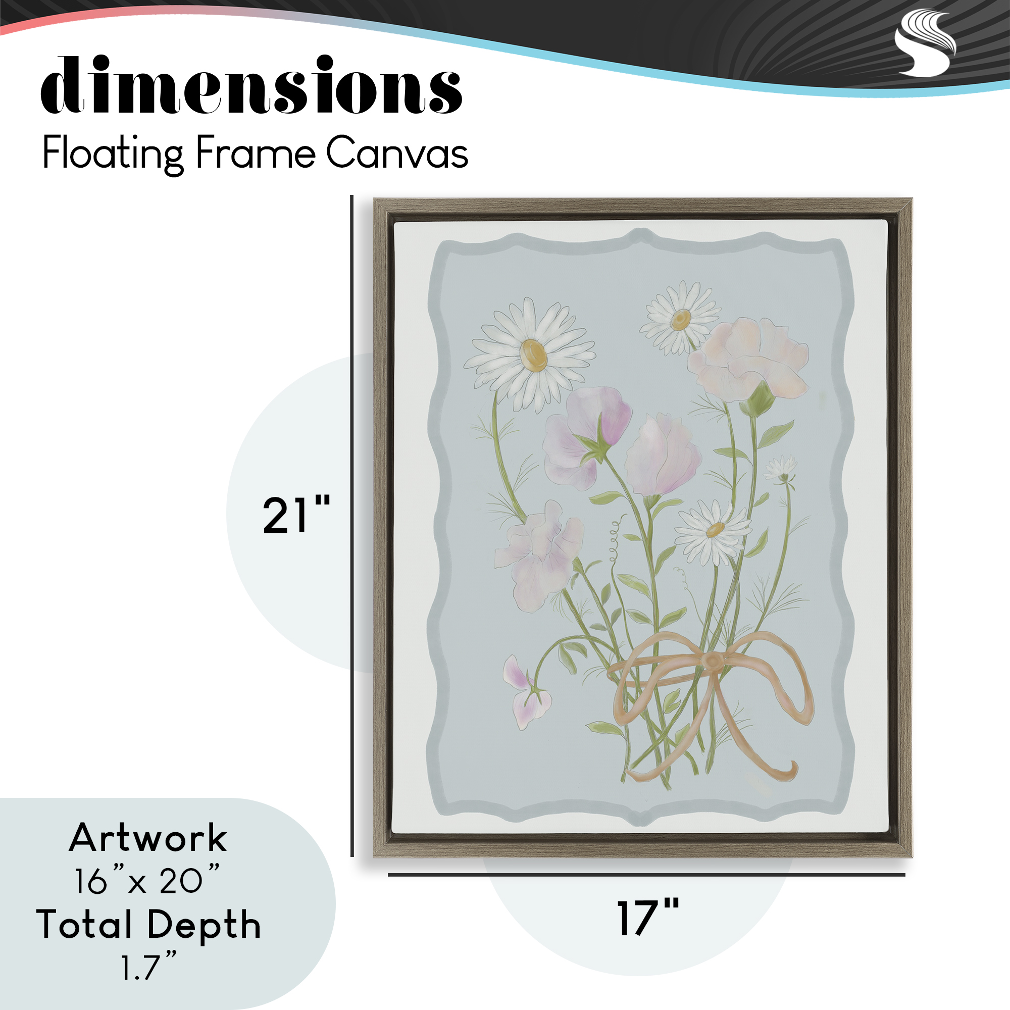 Spring Cottage Clippings Brown Framed Floater Canvas Wall Art, design by Leslie Hermosa