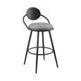 thumbnail image 1 of Silla Taburete de Bar Benzara Carny Giratoria con Hierro Negro y Cuero Sintético Gris Vintage, 1 of 9