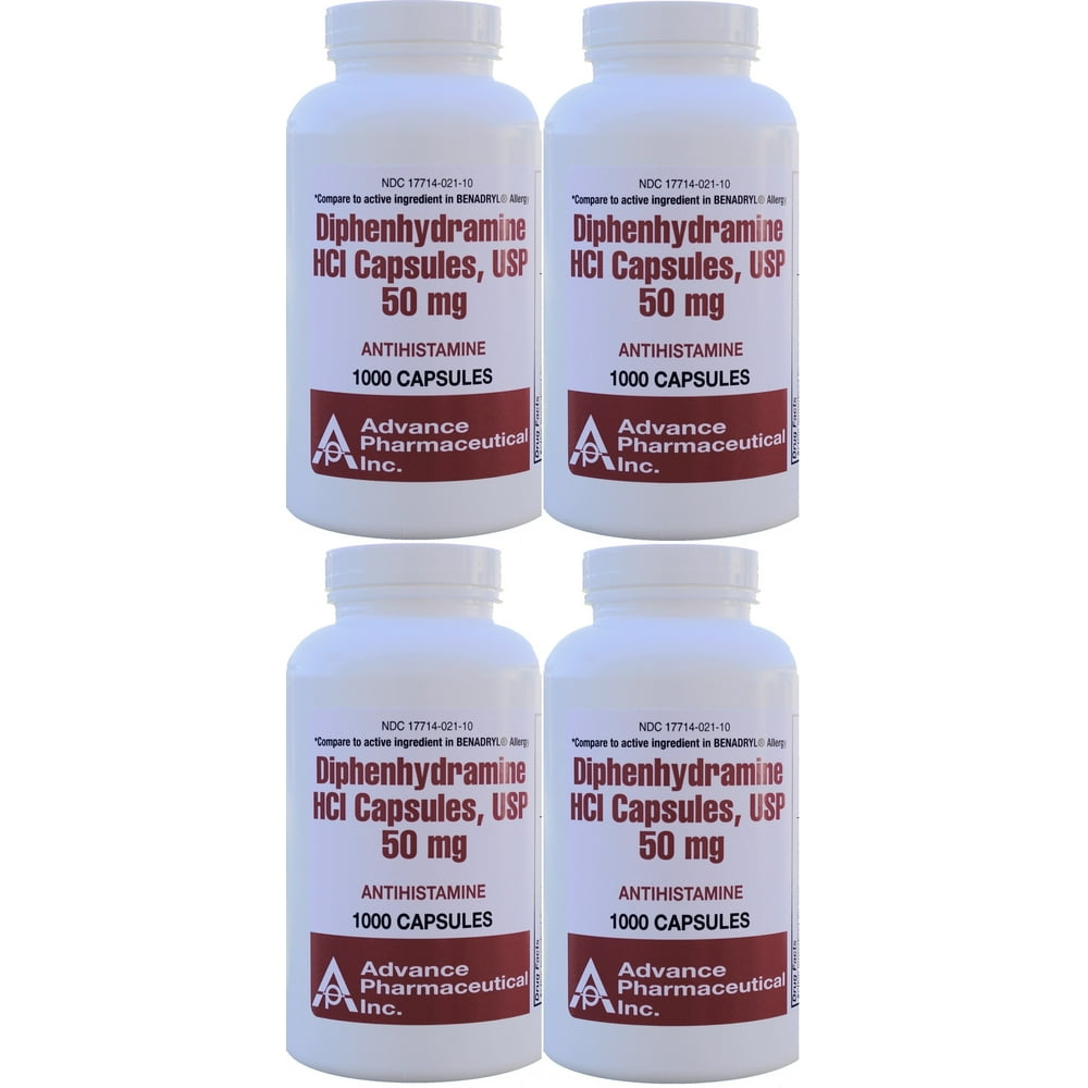 Diphenhydramine 50 mg Generic Benadryl Allergy Medicine and Antihistamine 1000 Capsules per