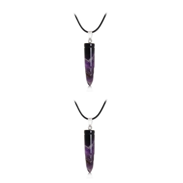 Qarigey Hexágono columna encanto vacaciones colgantes colgantes coloridos dijes de cristal elaboración collar accesorios amatista Amatista 2piezas Qarigey CBP389093