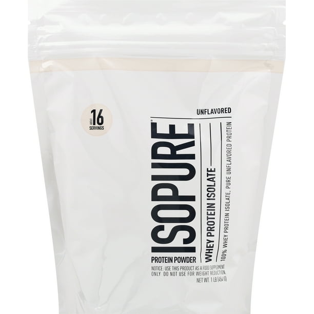 Isopure, Whey Protein Isolate, Unflavored, 1 lb, 16 Servings