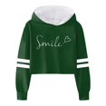 thumbnail image 4 of FYEGRE Easy-On Toddler Girl's Sweatshirt Stylish Girls Long Sleeve Letter Print Solid Color Casual Hooded Top for Everyday Wear Dark Green 4-5 Years, 4 of 4