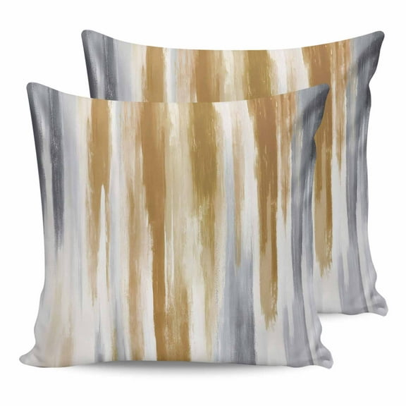 Outdoor Pillow Covers Pack of 2, Watercolor Abstract Orange Grey Waterproof Throw Pillowcase Cushion Cases, Oil Painting Art Decorative Pillow Cover for Couch Sofa Home Bed Patio