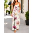 thumbnail image 4 of Women'S Flowy Wide Leg Jumpsuit Red White Plaid Summer Beach Casual Sleeveless Rompers With Pockets, 4 of 7