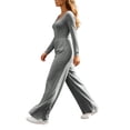 thumbnail image 4 of Edvintorg Rompers for Women One Piece Square Neck Long Sleeve Loose Casual Jumpsuit with Wide Leg Pant Trendy Womens Clothes S-2XL Dark Gray, 4 of 6