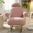 thumbnail image 2 of Holaki Glider Rocking Chair with Adjustable Headrest, Dark Pink, 2 of 10
