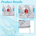 thumbnail image 4 of 5-Piece Blue Princess Cosplay Set for Women, Pink Tutu Skirt Costume Accessories with Gold Sequin Crown, Gloves & Gem Jewelry for Halloween Dress-Up, 4 of 6