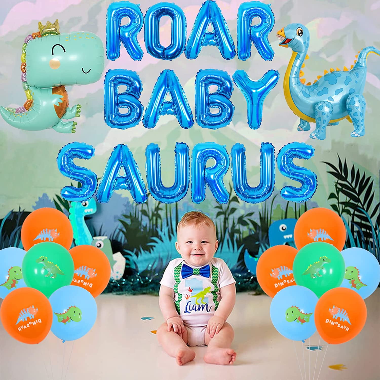 Dinosaur Party Balloon Bunting Garland 1st Birthday Boy Roar