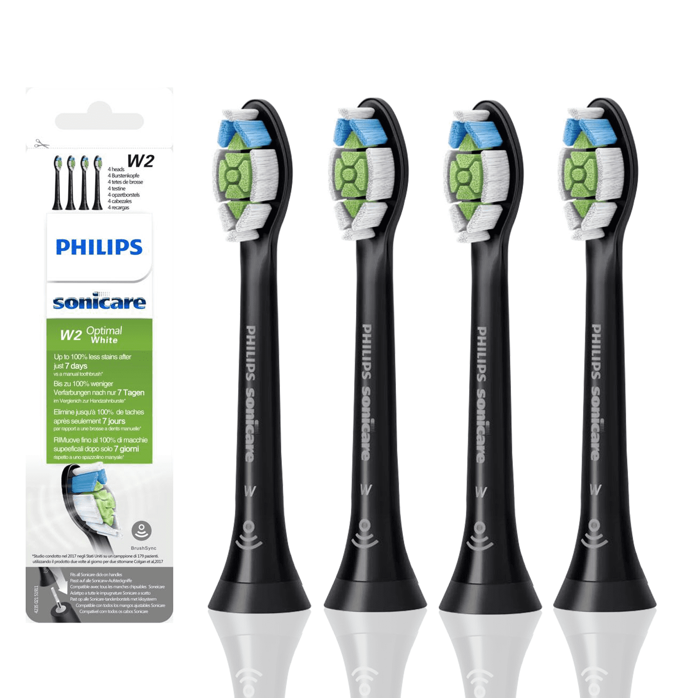 W2 DiamondClean Replacement Toothbrush Heads, Compatible with All