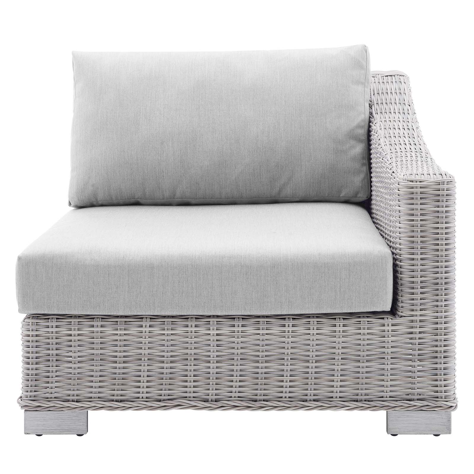 Modway Conway Sunbrella® Outdoor Patio Wicker Rattan Right-Arm Chair in Light Gray Gray - image 5 of 9