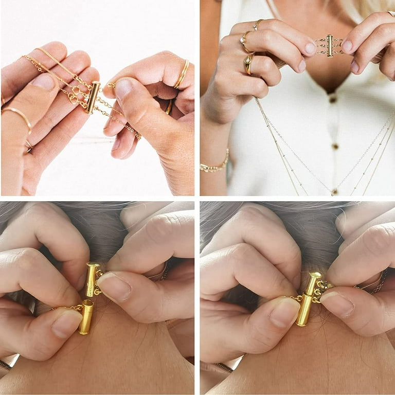  Necklace Connectors for Multiple Necklace Layering Clasps,Multi  Strand Clasps Gold and Silver Layered Look for Layering Without Getting  Tangled : Arts, Crafts & Sewing