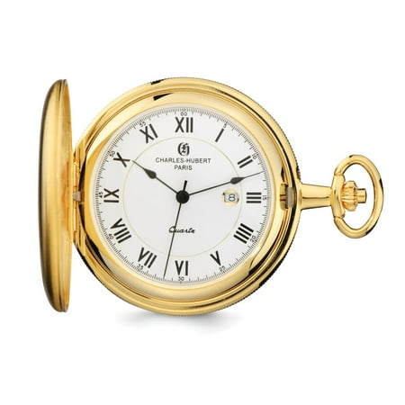 Charles Hubert Gold Finish White Dial Quartz Pocket Watch
