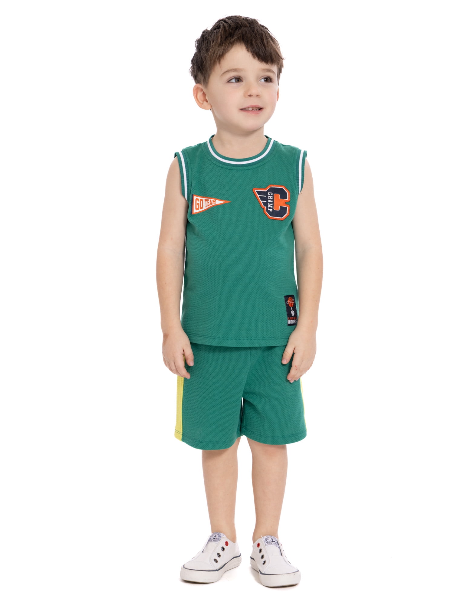 Wonder Nation Toddler Boys Sleeveless Basketball Jersey and Shorts Set, 2-Piece, Sizes 12M-5T