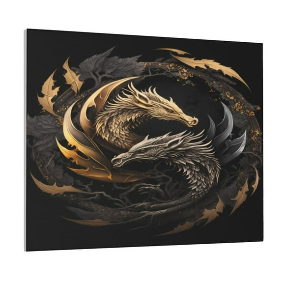 Logiee Vintage Metal Dragon Print Canvas Wall Art ,Art Poster,Canvas Decorative Picture,Decor Wall Pictures for Living Room Bedroom Bathroom,Ready to Hang