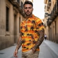thumbnail image 3 of Binienty Wave Palm Tree Matching Shirts for Couples Fashion Classic Fit Moisture Wicking Couple Shirt with Quarter Zip Comfortable Short Sleeve Daily Wear for Workout Sports, 3 of 7