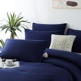 thumbnail image 6 of Davulos King Comforter Set Dark Blue,3 Pieces Solid Comforters Bedding Sets with 2 Pillowcases Lightweight Fluffy Bed Set for All Season, 6 of 10