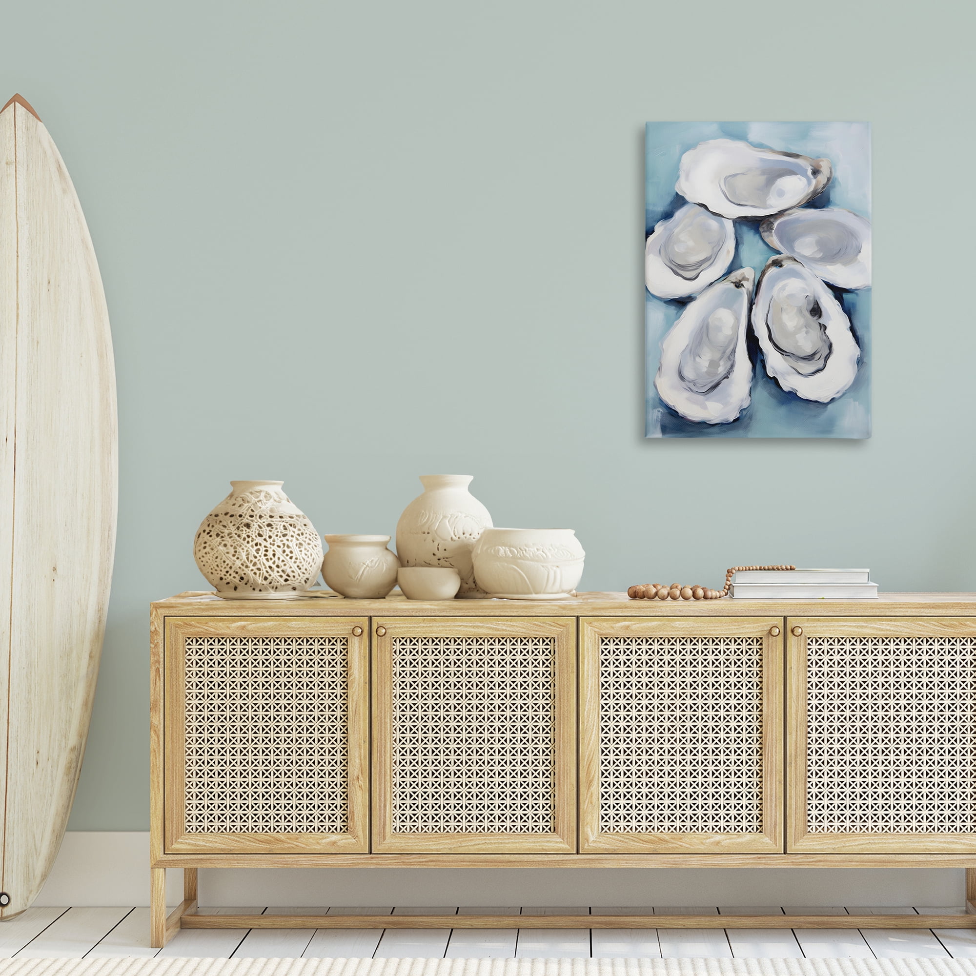 Stupell Industries Five Oyster Shells Animals & Insects Painting Gallery Wrapped Canvas Art Print Wall Art, 24 x 36