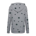 thumbnail image 4 of LUXUR Ladies Sweatshirt Stars Print Pullover Drawstring Hoodies Loose Fit Hooded Tops Long Sleeve Light Gray 4XL, 4 of 7