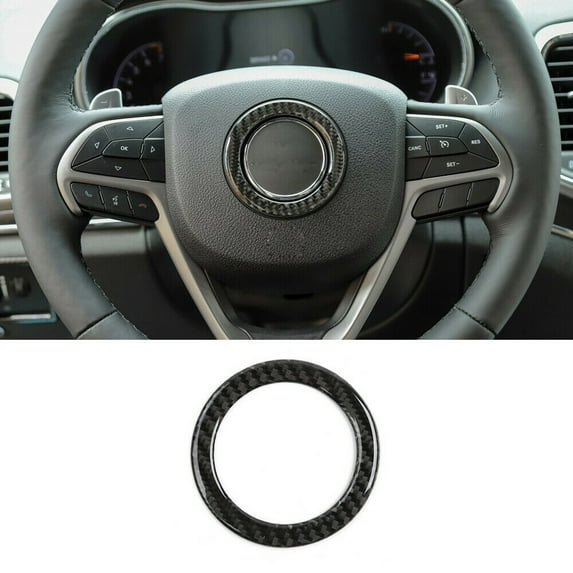 POSSBAY Car Steering Wheel Decor Ring for Jeep Grand Cherokee/Cherokee 14+ Carbon Fiber