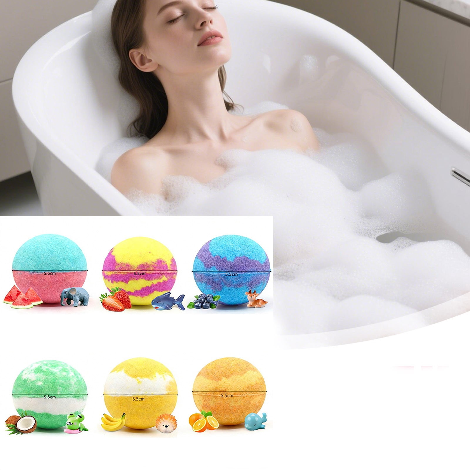 6PCs Ocean Theme Bath Bombs Box Set,Natural Mega Bubble with Surprise Toy,Essential Oil Bubble for Women,Mother Birthday Gifts Inside,Fun and Bright Colors Bubble Set,Ideal Stuffers For Family