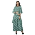 thumbnail image 3 of Moomaya Printed High Low Crop Top Kurti Palazzo Set Ethnic Indian Clothing Set For Womens, 3 of 9