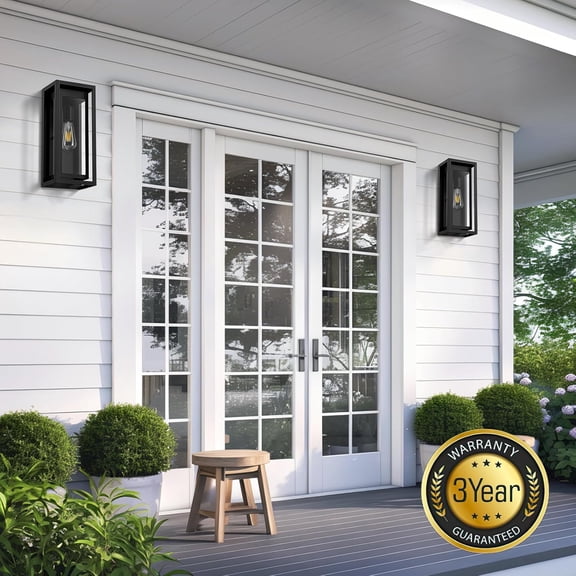 15" Large Outdoor Wall Lights, 2 Pack Matte Black Outdoor Sconces