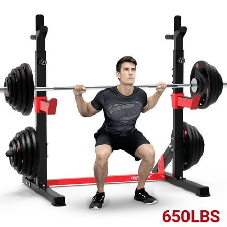 HARISON Adjustable Squat Rack for Home Gym, Multi-Functional Barbell Stand with Bench Press Support, Heavy Duty Power Rack for Weight Lifting