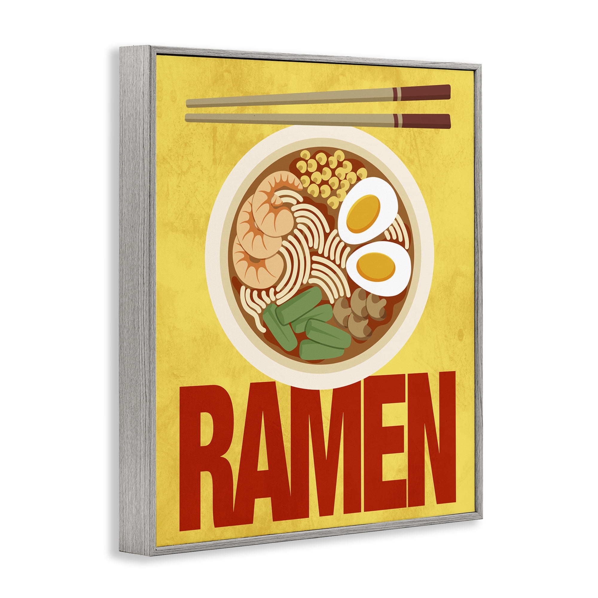 Stupell Industries Bright Ramen & Chopsticks Gray Framed Giclee Art, design by Marcus Prime