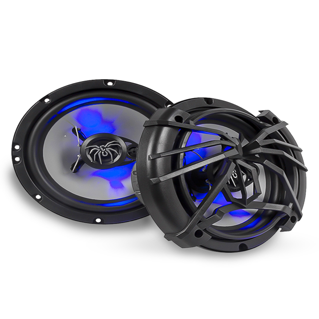Bocinas Para Carro 6x9 Cono De Plata Y Led Azul Soundstream Color Negro