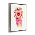 thumbnail image 4 of Pink Lips in Mirror Brown Framed Floater Canvas Wall Art, design by Ziwei Li, 4 of 10