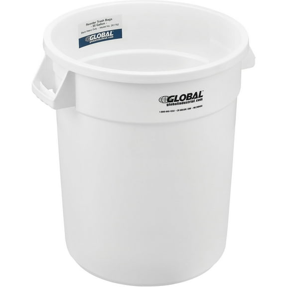 Global Industrial Plastic Trash Can - 20 Gallon White