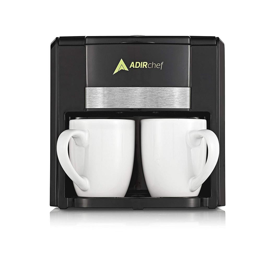 AdirChef BFF Black Compact Portable 3Minute 2 Cup Coffee Maker, with