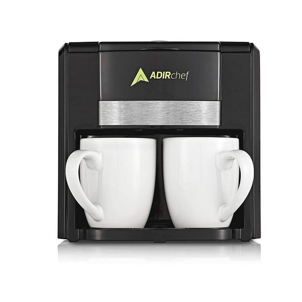 AdirChef 2Cup Coffee Maker with AutomaticShut Off Feature and 2 Mugs