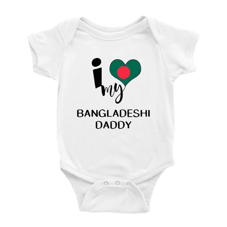 

I Heart My Bangladeshi Daddy Bangladesh Love Flag Baby Romper (White 3-6 Months)