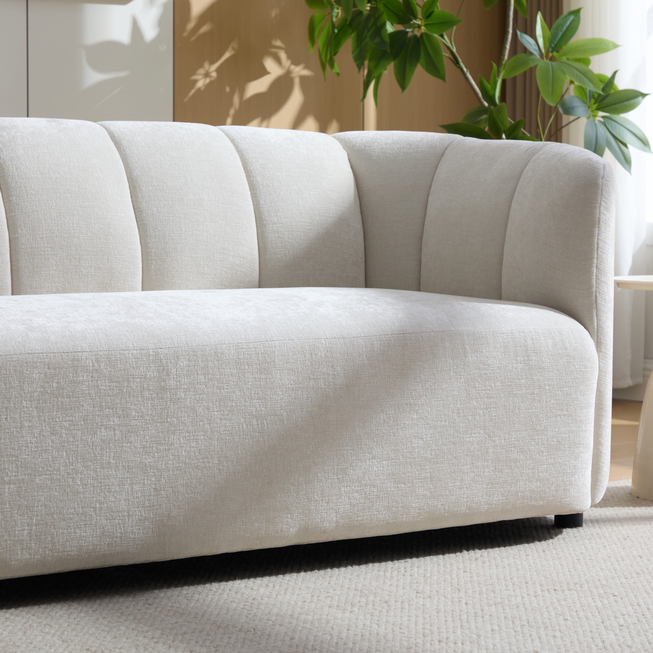 Christopher Knight Home 80" Modern Curved Chenille Sofa, Upholstered Couch with 3 Seats, Beige