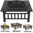 thumbnail image 6 of HomGarden 32'' Portable Fire Pit Wood Burning Outdoor Fireplace W/BBQ Grill & Poker & Mesh Lid, 6 of 8
