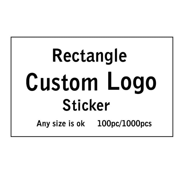 Logotipo Rectangular personalizado, papel blanco impermeable para envolver regalos, fondo negro y transparente, 100 Uds.