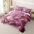 thumbnail image 3 of Homewish Magical Dragon Quilt Full,Rose Lavender Floral Full Bedspread Sets,Pink,3 Pieces, 3 of 7