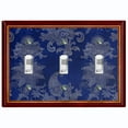 thumbnail image 1 of Metal Light Switch Plate Cover Elegant Blue Floral Damask Maroon Frame FRA037, 1 of 13