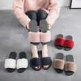 thumbnail image 5 of Women Fuzzy House Slippers :Fluffy Open Toe Summer Slippers - Bedroom Home Furry Slides Slippers, 5 of 6