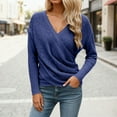 thumbnail image 2 of Women's Casual Knit Sweater Long Sleeve Solid Color V-Neck Criss Cross Shirts Fall Winter Stretchy Comfy Business Work Tops, 2 of 6