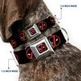 thumbnail image 2 of Marvel Comics Pet Collar, Dog Collar Metal Seatbelt Buckle, Deadpool Logo Black Red White, 13 to 17 Inches 1.5 Inch Wide, 2 of 8