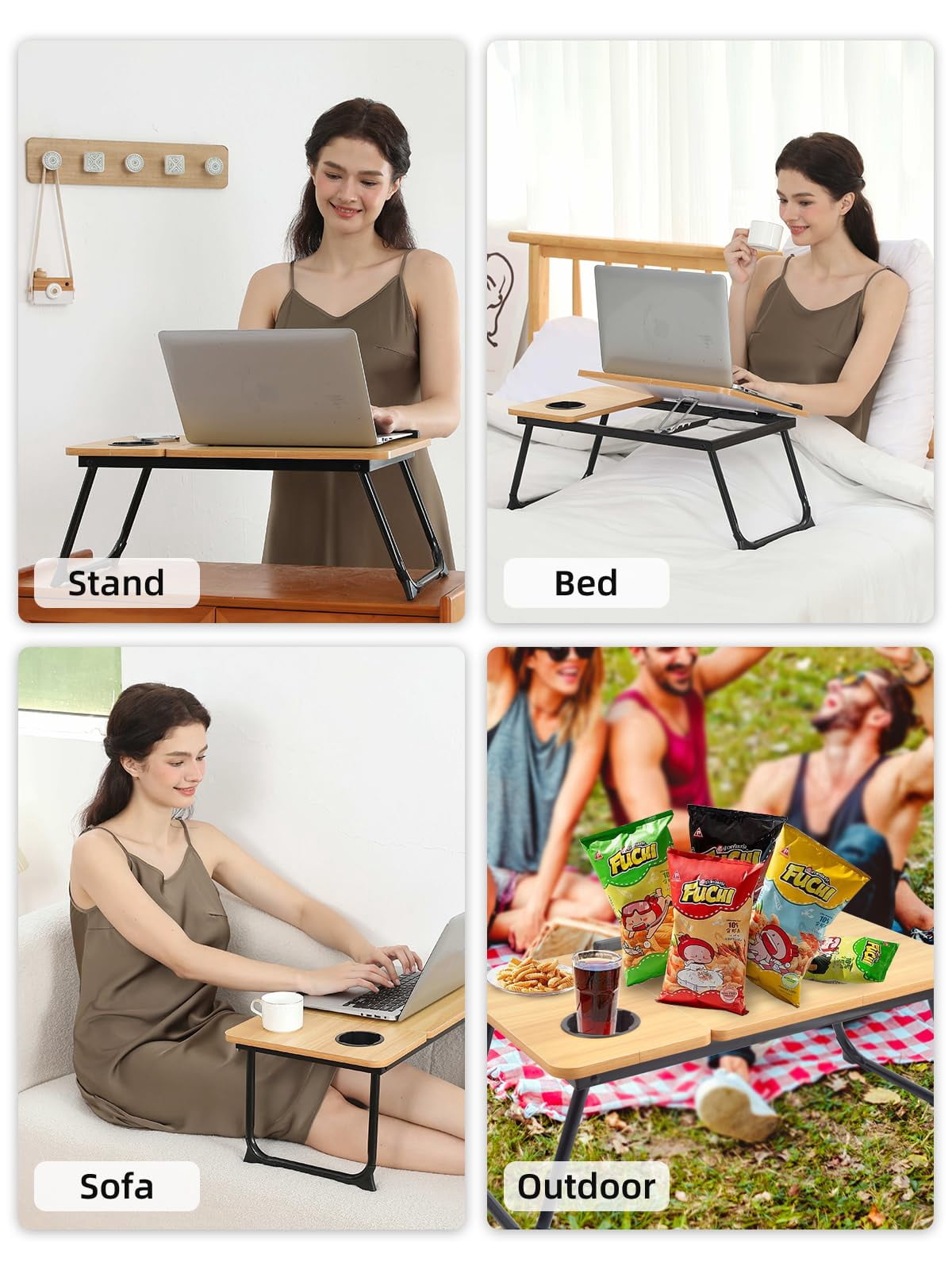Lap Desk For Couch/sofa/floor  5-angle Adjustable Bed With Foldable &cup Holder Light Weight Tray Table Writing/eating/reading Portable Laptop Stand Adults