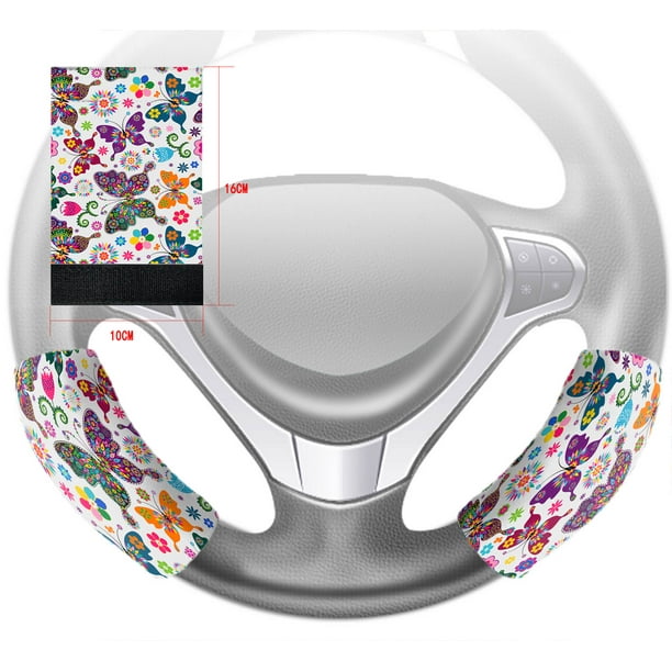 GCKG Butterflies Steering Wheel Cover,Beatiful Flying Butterflies