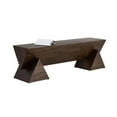 thumbnail image 3 of Maklaine 59" Rectangular Contemporary Solid Elm Wood Bench in Brown, 3 of 5