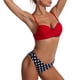 thumbnail image 2 of Conjunto de bikini de talle alto para mujer Push Up Twist Front Trajes de baño de 2 piezas de moda para nadar en la playa Rojo L, 2 of 5