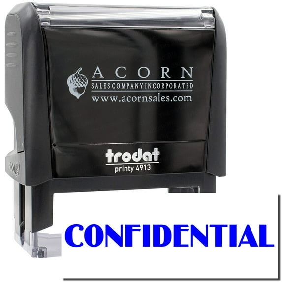 Large Self-Inking Optima Confidential Stamp, Trodat Printy 4913, Press and Print Stamping, Impression Size 7/8" x 2-1/4", Up to 10,000 Impressions - Blue Ink