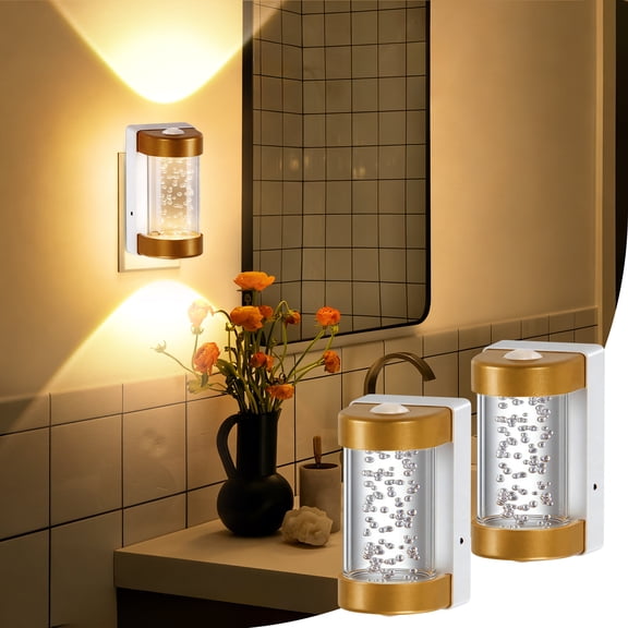 SUNBEAK LED Night Light,Decorative Plug in Night Light,Dimmable Nightlight with Light Sensor,Projector Dusk to Dawn Night Light Plug into Wall,3000K Soft White Bubble Night Light for Bathroom,Hallway