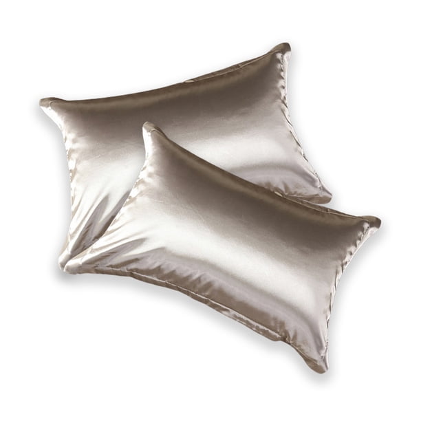 Funda de Almohada de Satén para Cabello y Piel, Paquete de 2 Fundas de Almohada de Satén de Seda con Cierre de Hotel, Funda de Almohada Fundas de Almohada Suaves y Transpirables 48 x 74 cm